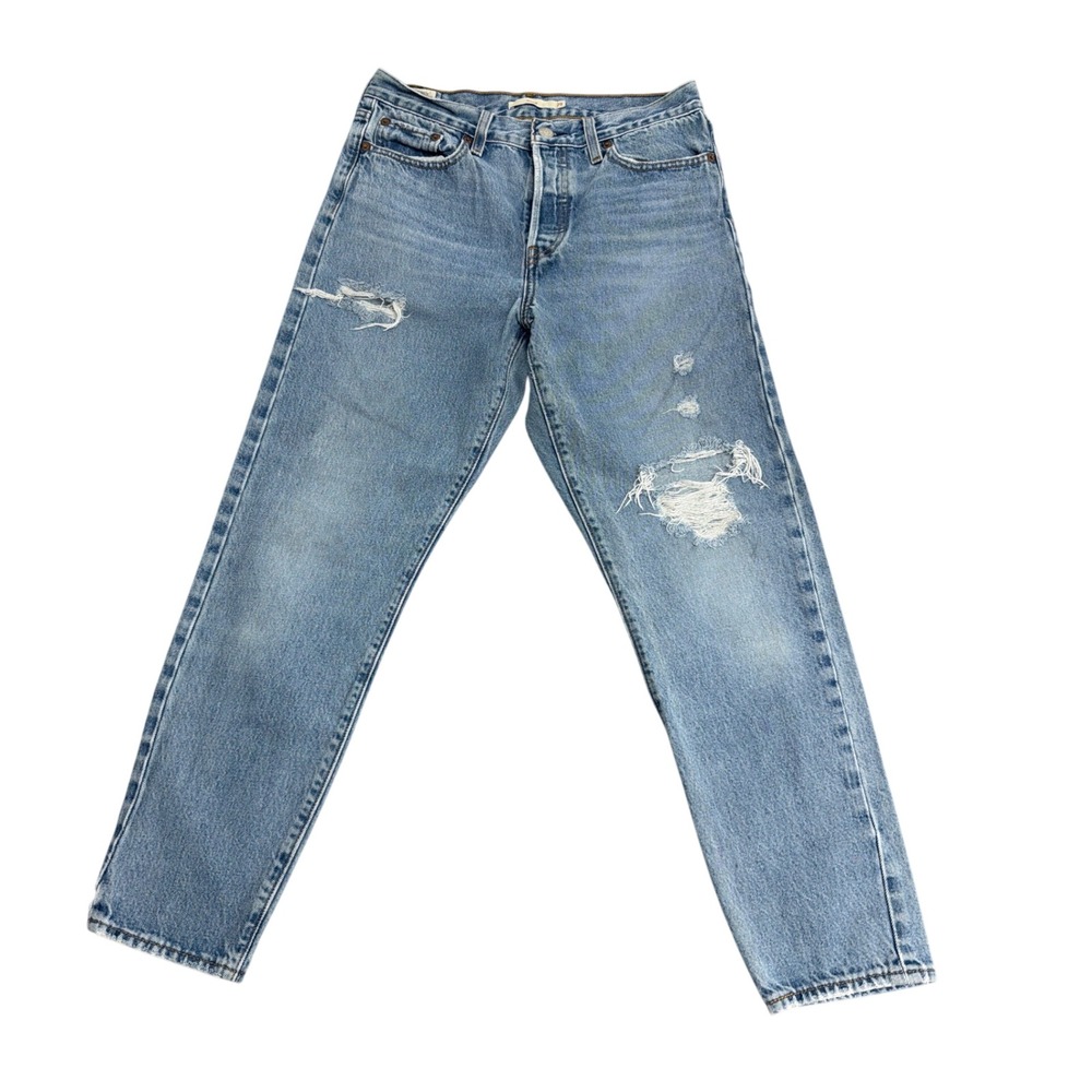 Levis Premium Wedgie Straight Distressed Jeans Light Wash Size 29 Distressed
